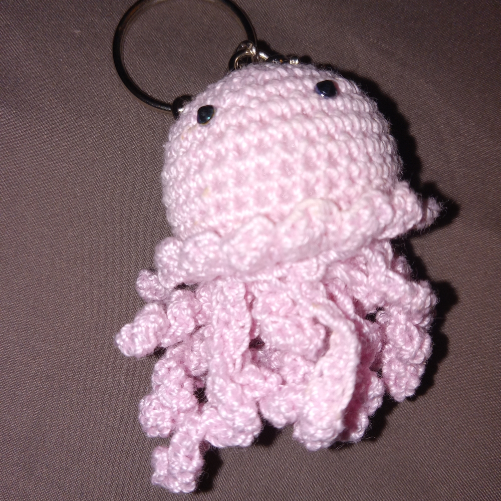 Hand Crafted Pink Crochet Jellyfish Key Holder